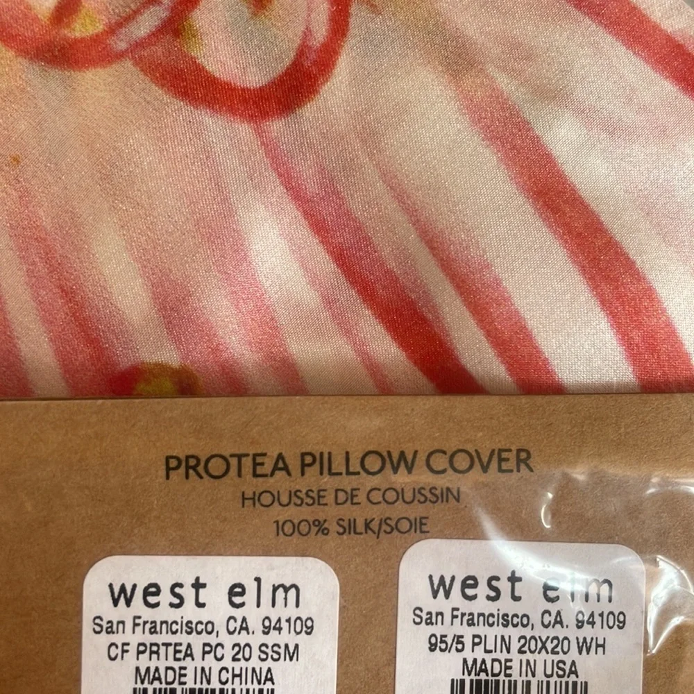 West Elm Clinton Friedman 100% silk pillow covers brand new w tag (Pair)